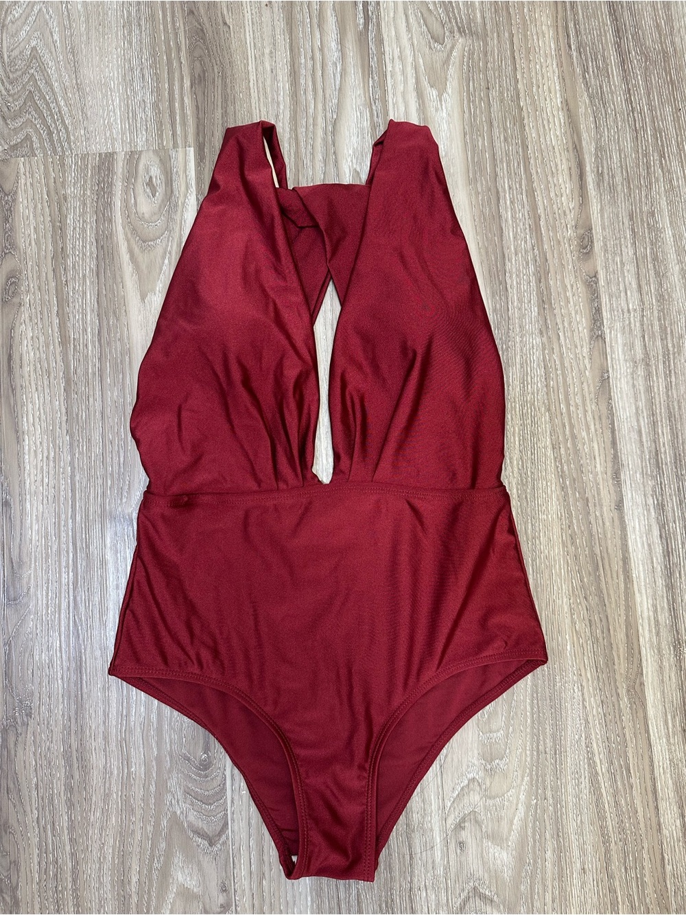 Wine Red One-Piece Swimwear